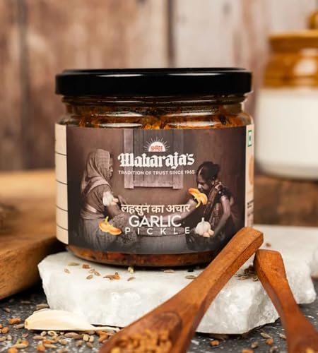 Image of Shree Maharaja's Garlic Pickle | Handcrafted Lasun ka achar original recipe & Traditional Taste Made In Mustard Oil | Taste of Banaras (300 grams)