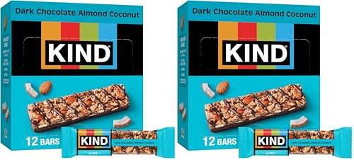 Image of KIND Healthy Snacks Bars, Dark Chocolate Almond Coconut, Gluten Free, High Fiber Snacks, 3g Protein, 12 Count (Pack of 2)
