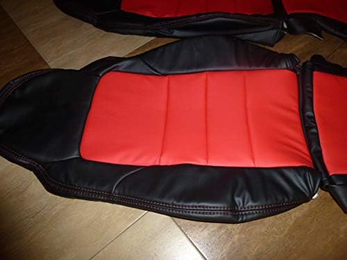 Interior Innovations Custom Synthetic Leather Seat Covers for 2005-11 C6 Sport Seats Black with Red Inserts
