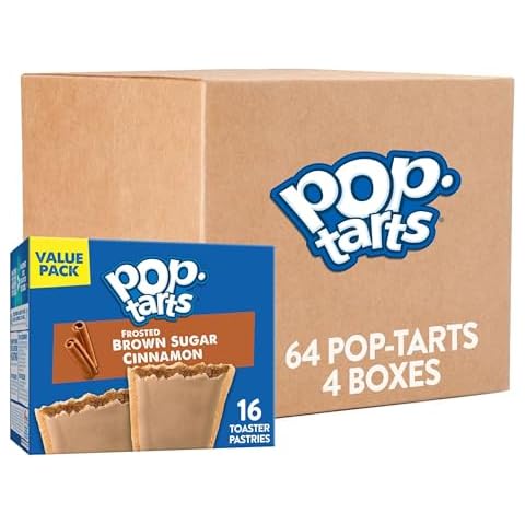 Pop-Tarts Toaster Pastries, Breakfast Foods, Kids Snacks, Frosted Brown Sugar Cinnamon, Value Pack (64 Pop-Tarts) Cover