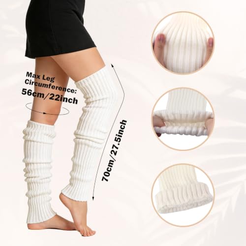 Image of XEPST 2 Pairs Leg Warmers for Women, High Boot Cuffs Knitted Boot Topper Warmers Over Knee Footless Socks for Winter Warmer