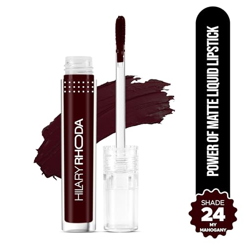 Image of Hilary Rhoda Power Of Matte Liquid Lipstick | Buildable Colour | Long Lasting & Matte Finish | Lightweight & Non-Drying Formula | Smudge Proof & Non-Transferable | 3ml (My Mahogany - Shade 24)