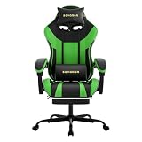 seyaber Ergonomic Gaming Chair,A Versatile 3-in-1 Video Game Chair for Work, Study, and Gaming,Features an Adjustable Backrest, Footrest, and Linked Armrests Office Chair for Adults,Blackgreen