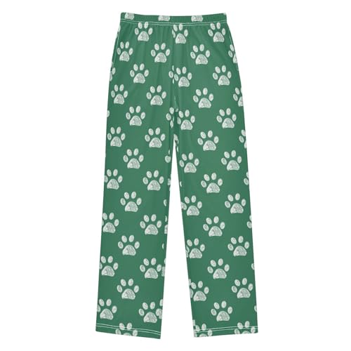 Dog Paw Print Happy St Patrick's Day Boys Long Pants Soft Trousers Elastic Waist Kids Lounge Bottoms with Pockets S-XL