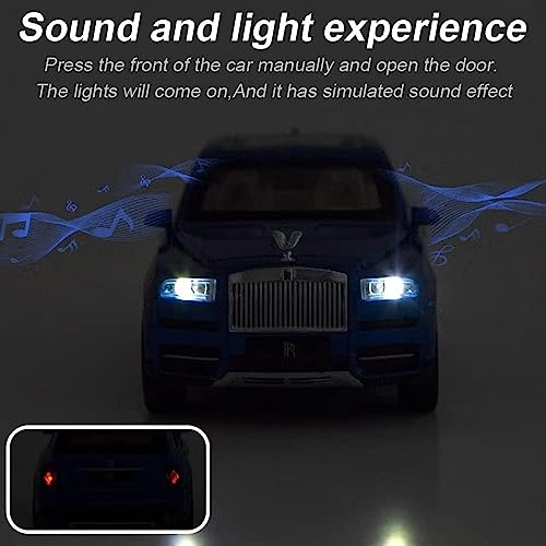 Image of 1:24 Rolls-Royce Cullinan Diecast Model Car Alloy Pull Back Toy Car with Sound & Light, Collectible Vehicle for Kids & Adults, Birthday Gift for Boys & Girls (Blue)