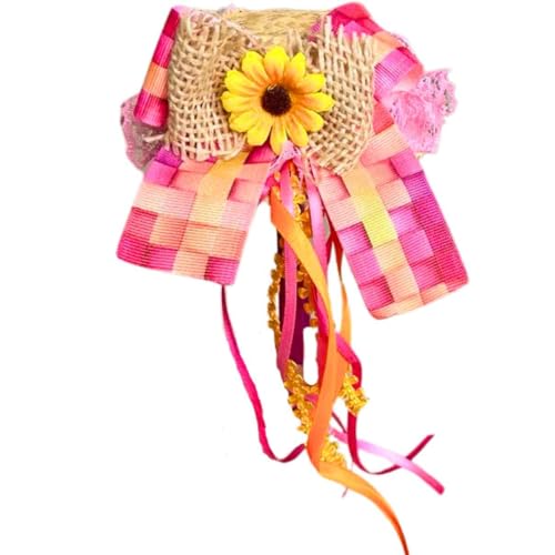 Tiara Junina Com Chapéu Laços E Fitas Tiara Acessório Fantasia Festa Junina Animafest (Rosa)