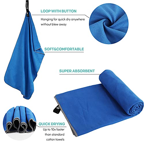 Hoeaas 2 Pack Microfiber Camping Towels, Quick Dry Towel, Super Absorbent Ultra Compact Travel Towel Soft Lightweight Sports Towel For Sweat Fast Drying Towels For Pool,Gym,Hiking,Backpacking,Fitness #TOP3