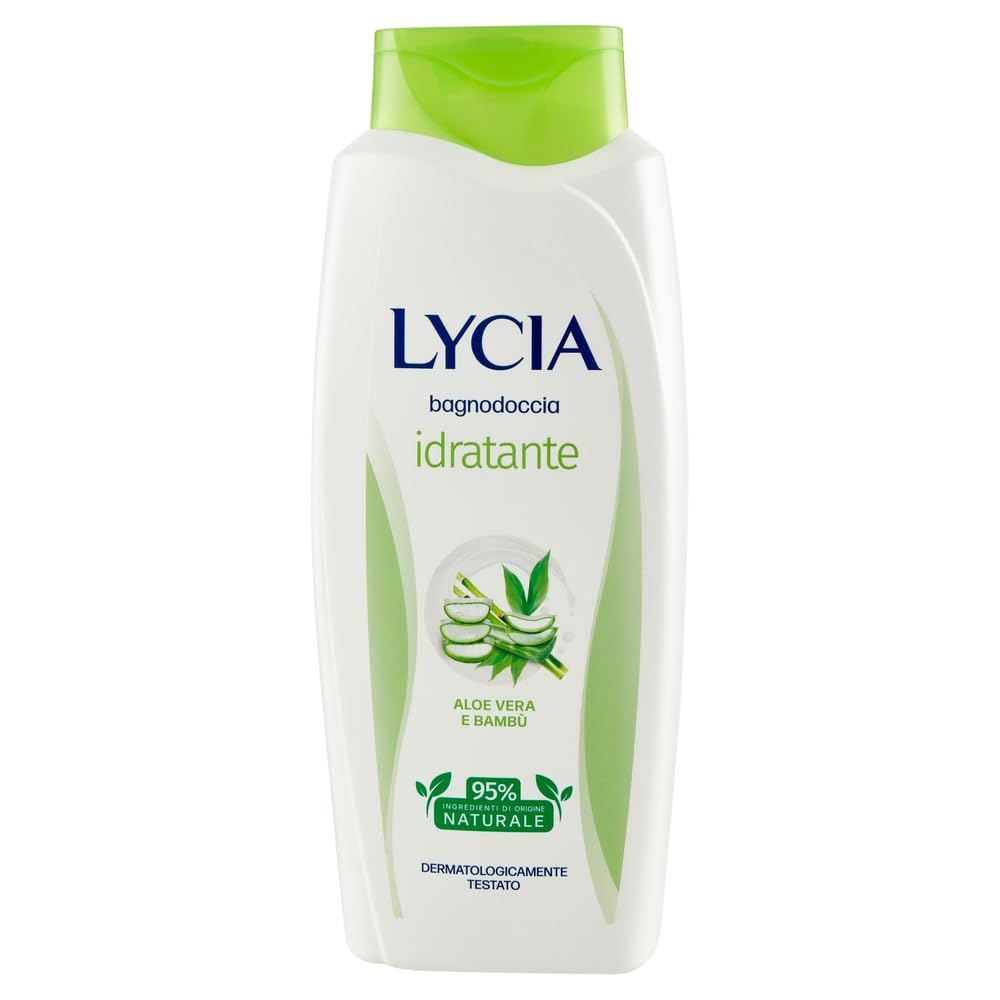 6 x Lycia Bagnodoccia Idratante Aloe Vera e Bambù - Gel doccia idratante con aloe vera e bambù 750 ml + portachiavi Beni Culinari