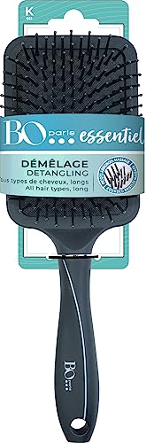 Bo...Paris - Brosse cheveux démêlante paddle pneumatique - Collection : essentiel - Brosse cheveux avec picots arrondis - Pour tous types de cheveux - Brosse pour cheveux longs - Lot de 1