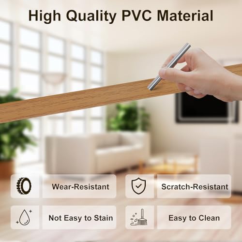 Übergangsprofil Verdickt Selbstklebender Bodentrennstreifen zum Verbinden von Bodenlücken Teppichschwellenübergang Fliesenboden（Pear Brown-1M）