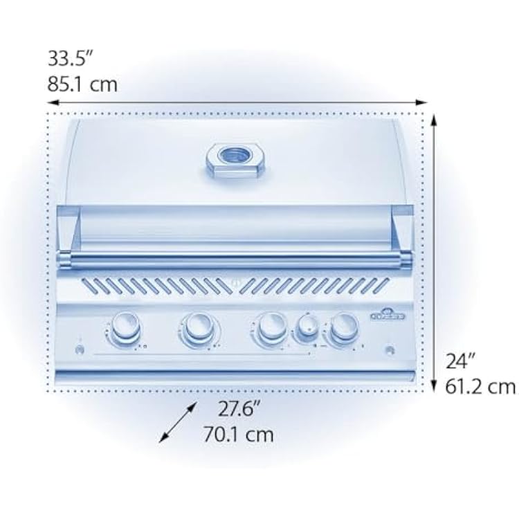 Napoleon Built-In 700 Series 32-inch Natural Gas Grill Head with Infrared Rear Burner - BIG32RBNSS-1-4 Main Burners, Infrared Rear Burner, Stainless Steel, Included Rotisserie Kit