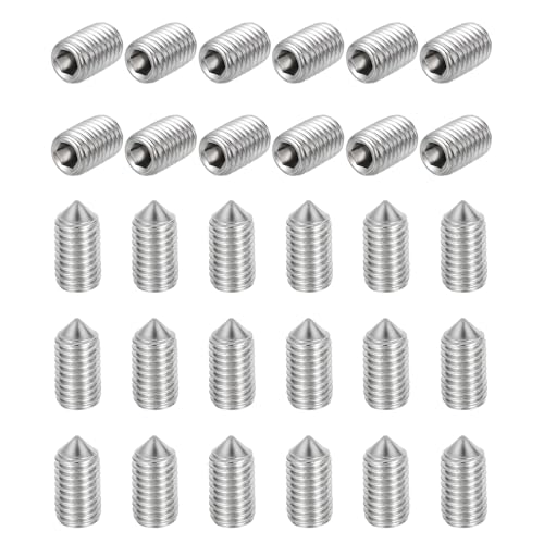 Image of sourcing map 30 Pcs M10x20mm Cone Point Set Screws, 304 Stainless Steel Hex Socket Grub Screws for Bathroom Fixtures Repair Furniture DIY Project