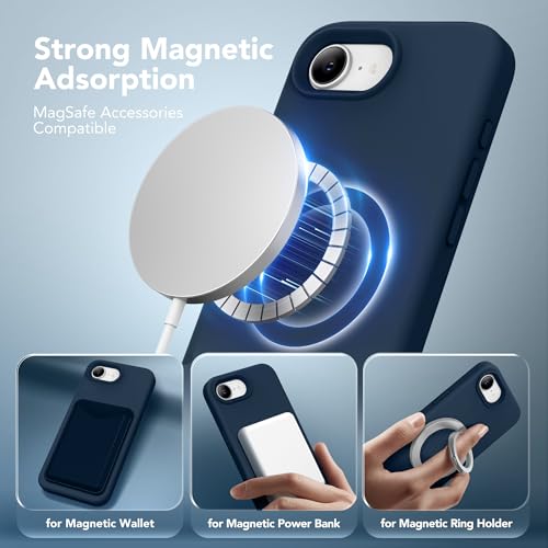 Image of Magnetic for iPhone 17e /iPhone 16e Case, Compatible with MagSafe, [Soft Anti-Scratch Microfiber Lining] Slim Silicone Shockproof Protective Phone Case for iPhone 17e /16e 6.1 inch, Cobalt Blue