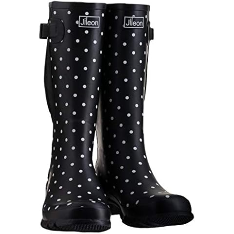 Jileon Wide Calf Rain Boots for Women - up to 19 inch Calf - Standard Foot & Ankle Width - Durable Rubber Cover