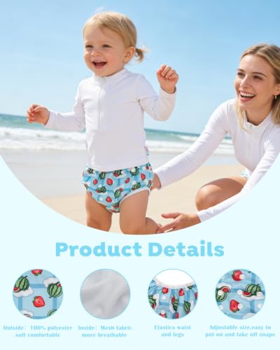 Image of ALVABABY Swim Diapers 3pcs Baby Toddler Snap One Size Reusable Adjustable Baby Boys' Swim Diapers for Swimming Lessons 3SWY76