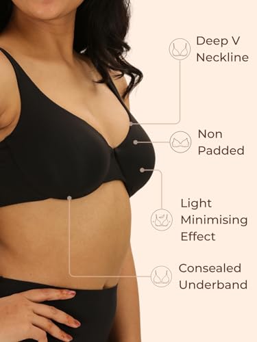 Image of Women Underwired Minimizer Bra with Adjustable Straps | Seamless and Invisible | Non-Padded Full Coverage and Breathable Bra | Light Minimising Effect