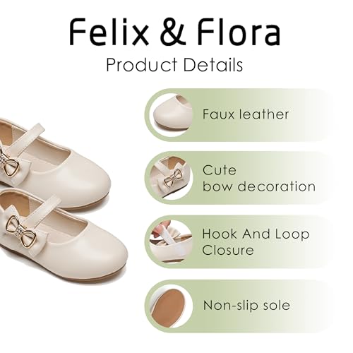 Image of Felix & Flora Toddler Flower Girl Dress Shoes - Baby Girl Ballet Mary Jane Flats for Party School Wedding