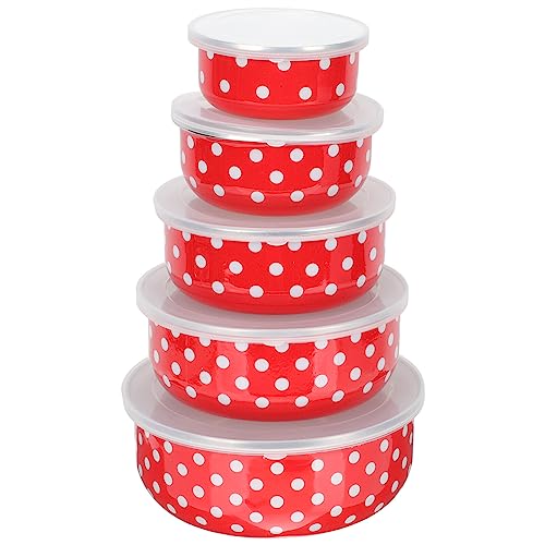 Set de 5 tazones para mezclar con tapas esmaltadas 500ml miniatura 1