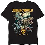 Jurassic World Boys Dominion Raptor & T-Rex Running T-Shirt, Black, 8