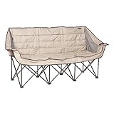 Lippert Campfire Folding Couch - Sand, High-Loft, Foldable Sofa, Dual Cup Holders, Power Coated Steel Frame, Durable 600D Polyester Fabric for Outdoor Use, 500 lb. Capacity, 2022114795