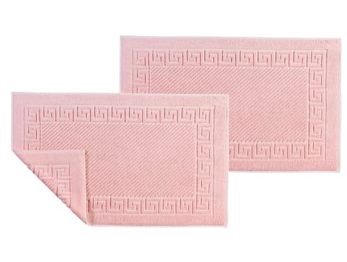 Lot de 2 tapis de bain - Lavables - 100 % coton turc - Rose clair Cover