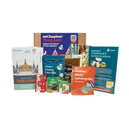 eat2explore Global Cooking Kit - Authentic Recipes, Essential Spices, Cultural Fun & Expert Drink Pairings - Perfect for Date Night and Dinner Parties (THAILAND edition)