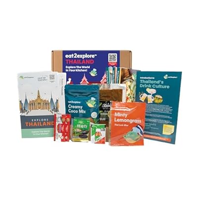 eat2explore Global Cooking Kit - Authentic Recipes, Essential Spices, Cultural Fun & Expert Drink Pairings - Perfect for Date Night and Dinner Parties (THAILAND edition)