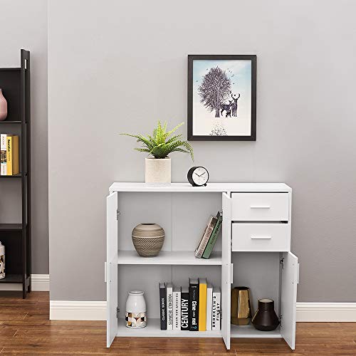 Panana Sideboard Storage Cupboard Cabinet Unit with Doors and Drawers Living Room Bedroom Furniture White