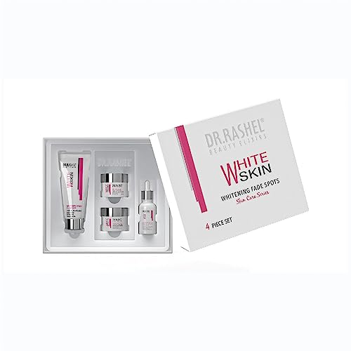 DR.Rashel White Skin Care Series Enriched with the Goodness of Arbutin & Hazel Extract | Helps Reducing Acne Marks & Fades Dark Spots | Facial Cleanser, Day Cream, Night Cream, Fade Spots Serum