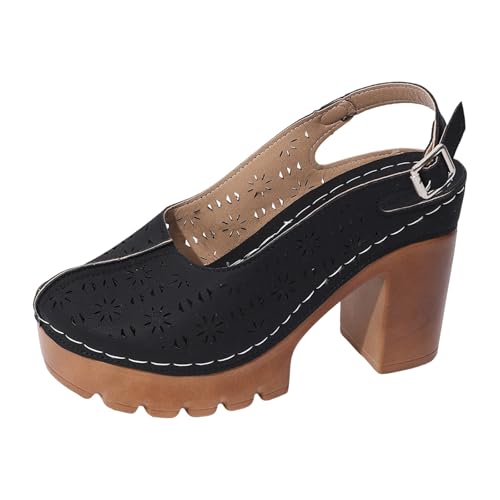 Sandales femmes été sans lacets noires | Mules plateforme antidérapantes confortables