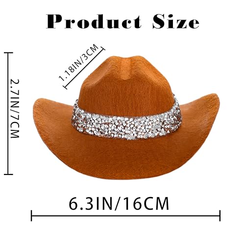 Pinza para cabello mini sombrero vaquero con rhinestones miniatura 7