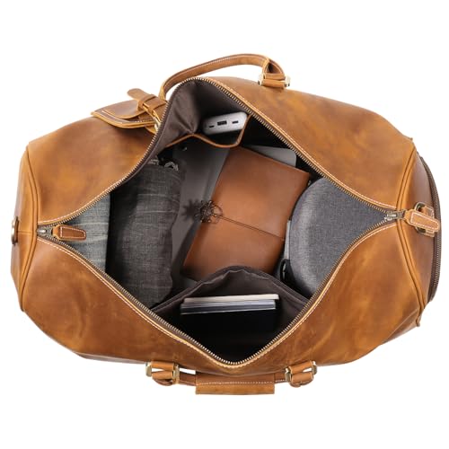 Luokir Top Grain Leather Weekend Bag