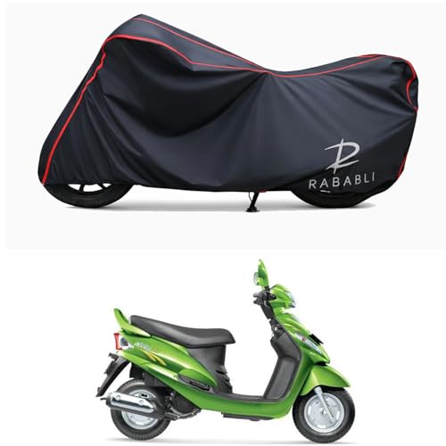 Image of Waterproof Bike Body Cover Compatible for | Mahindra Rodeo RZ | Taffeta Fabric, Red Piping Design, Bottom Elastic Fit | Dustproof, Sun UV & Rain Protection for All Bikes