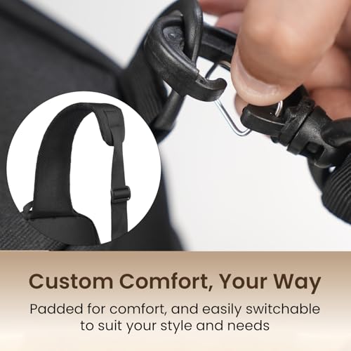 Image of Portronics Byte Mini, Unisex Crossbody Sling Bag with Water-Resistant Hard Shell, Fits Devices up to 13 Inches, Smart Organizer, Switchable Strap, Ergonomic Lightweight Design for Men and Women(Black)
