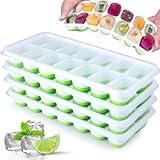 Sebami Molde para cubitos Silicona, 4 PCS Moldes para Cubitos de Hielo con tapa, Bandeja de Hielo Ice Mold sin BPA, no...