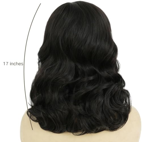 Image of Swiking Black Curly Vintage Wig for Women 1950s Hollywood Big Wave Wig Retro Victory Rolls Synthetic Wig for Halloween Cosplay Daily Wear