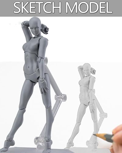 Image of Body Kun, Gray Female Desktop Figure Model, Includes Accessories, Ideal for Drawing, Painting, Photography, and Home Decoration, Figure Model for Sketching, Office and Home Decor