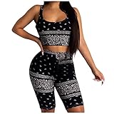 Atezch_ Women's 2 Piece Tank Top Shorts Set - Sexy Outfits Cami Top + Shorts Tracksuit, Sleeveless...