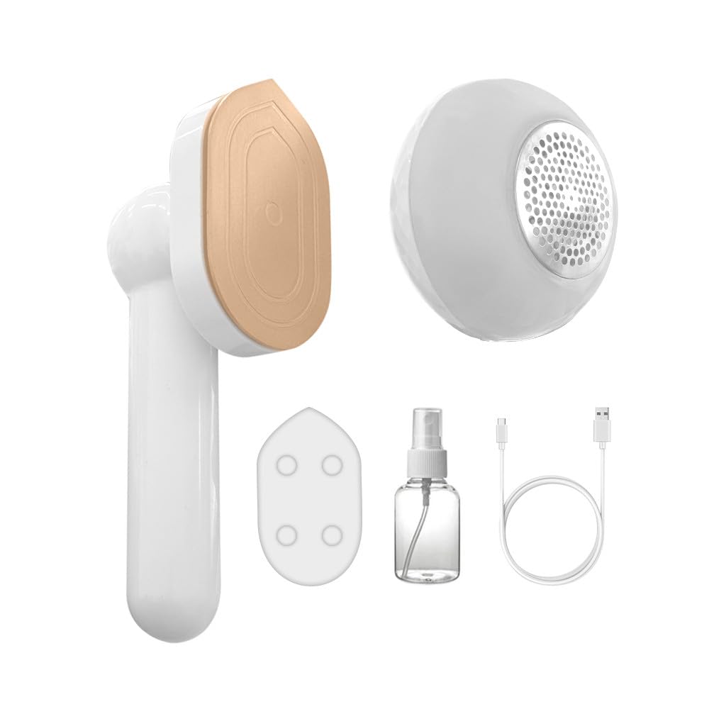 Mediawave Store - Mini Ferro da Stiro Ricaricabile e Levapelucchi 2 in 1. Stiratura Portatile Veloce: Soluzione Ideale da Viaggio (Bianco)