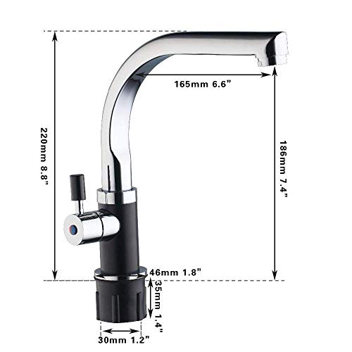 Robinet de cuisine chromé noir pivotant laiton mitigeur évier - 5