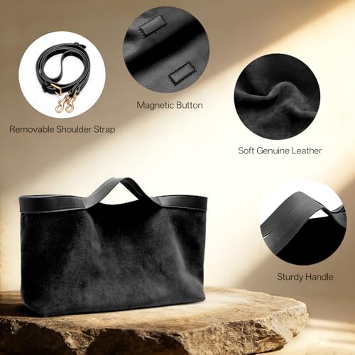 Bolso Tote de cuero genuino para mujer miniatura 4