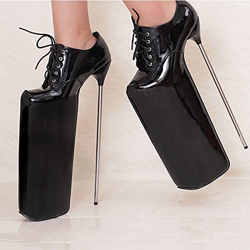 WOilERQ 30Cm Women Super-High Heel Pump Platform Shoes Platform Super High Heels Red Lace-Up Model Posing in High Heels Suitable for Women3