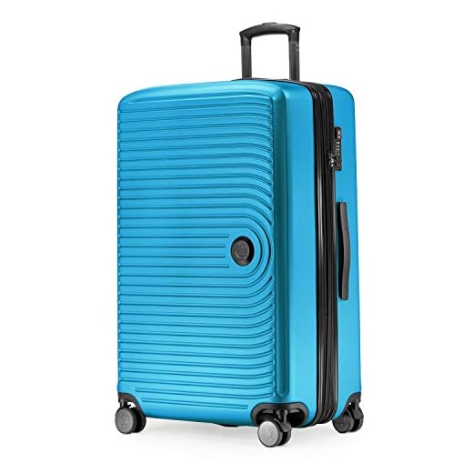 Hauptstadtkoffer Mitte - Grande Valise Rigide, TSA, 4 Roulettes, Bagage en Soute avec Extension de Volume de 8 Cm, 77 Cm, 130 Litres, Bleu Cyan