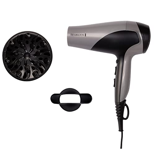 Image of Remington Ionic Dry Hair Dryer 2200Watt| Professional Hairdryer With Diffuser & Concentrator, 3 Heat & 2 Speed Settings, Cool Shot | Frizz-Free Ionic Conditioning, Fast Drying | Silver D3190S