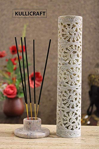Image of Marble Carving Agarbatti Stand, Combo | Soapstone Hand-Carved, Incense Burner Holder, Ash Catcher for Incense Sticks, Spiritual Decor for Puja Room
