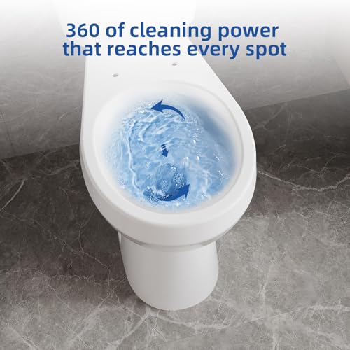 Two Piece Toilets Round, 21" Extra Tall Toilet for Bathroom, 1.28 GPF Powerful Flush, 12 Inch Rough In