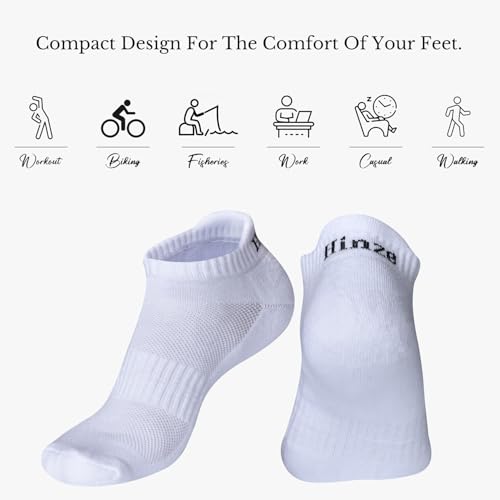 Hinze Women's Ultimate Comfort 6 Pairs Ankle Athletic Running Socks Low Cut Sports Tab Socks for Men and Women3