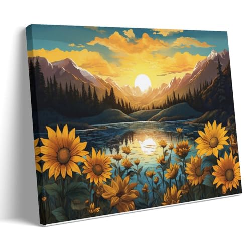 Toile murale encadrée tournesols pour illuminer un mur blanc et vide
