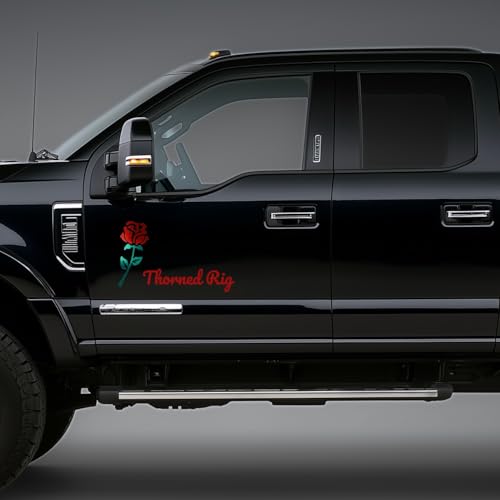 Image of High-Intensity Grade Reflective Rose Car Decal, Customizable (Rose with Custom Text, Rose with Custom Text)