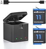 【Cargador Triple Inteligente】El cargador para Gopro hero 12, GoPro hero 11, Gopro hero 10 y hero 9 puede cargar 3 baterías simultáneamente. Cuando se carga la batería, la luz indicadora es roja. Cuando está completamente cargada, la luz indicadora es verde.